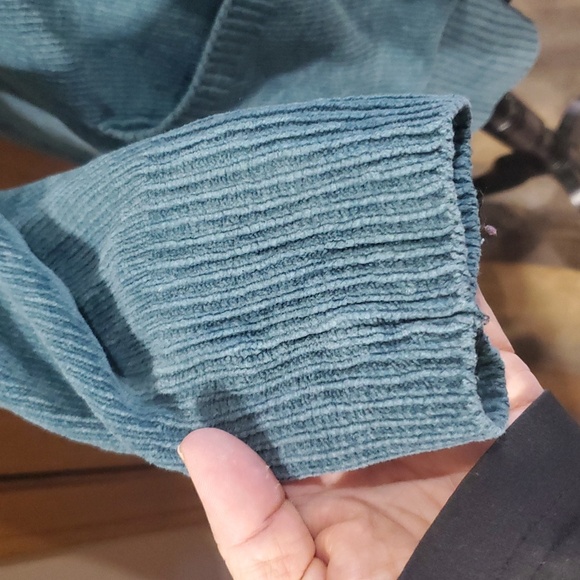 Eileen fisher soft ribbed cardigan teal green big pockets - Picture 4 of 7